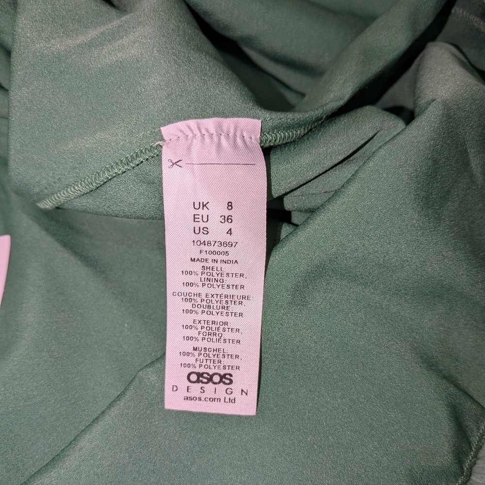 NWT ASOS DESIGN Green Ruffle Cutout Mini Dress Open Back Size US 4 Tiered Skirt - Picture 12 of 13